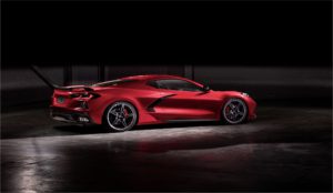 Side View of Red 2020 C8 Corvette.
