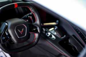 2020 C8 Corvette Red Trim Black Leather Steering Wheel