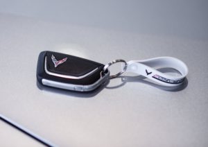 C8 Corvette Key on a Greenwood Corvette Keychain